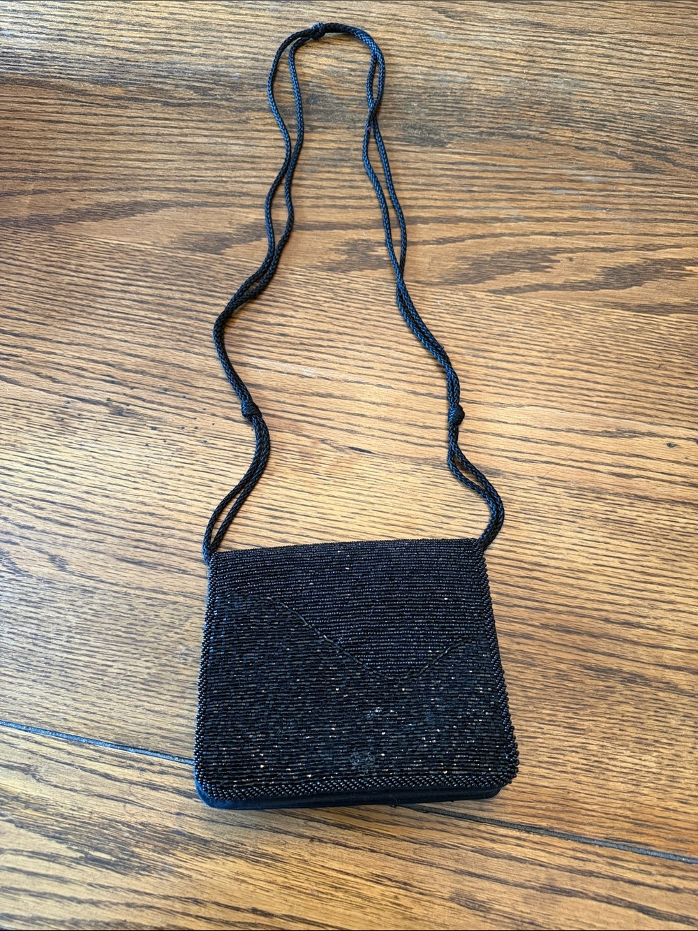 Vintage Black Beaded Evening Bag Diane von Furstenberg Shoulder Purse